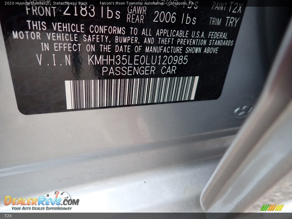 Hyundai Color Code T2X Stellar Silver