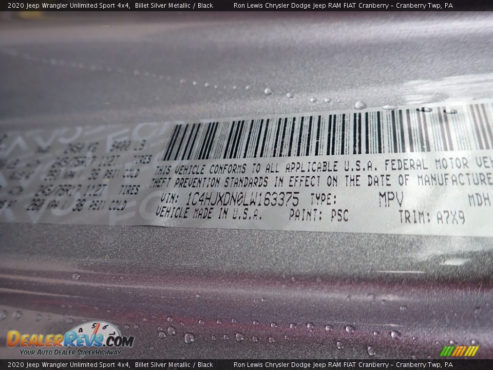 2020 Jeep Wrangler Unlimited Sport 4x4 Billet Silver Metallic / Black Photo #16
