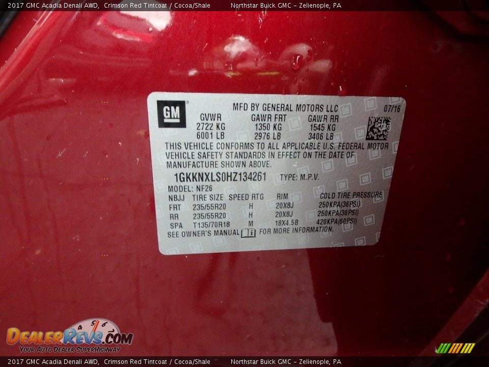 2017 GMC Acadia Denali AWD Crimson Red Tintcoat / Cocoa/Shale Photo #15