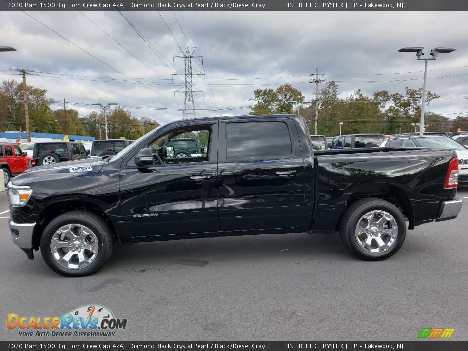 2020 Ram 1500 Big Horn Crew Cab 4x4 Diamond Black Crystal Pearl / Black/Diesel Gray Photo #3