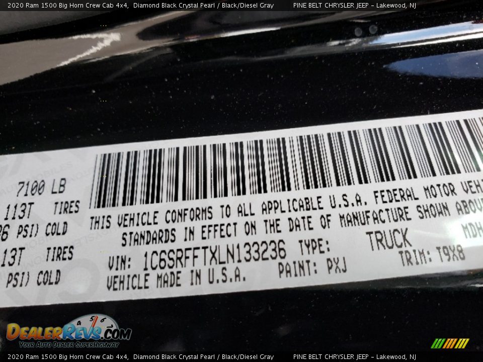 2020 Ram 1500 Big Horn Crew Cab 4x4 Diamond Black Crystal Pearl / Black/Diesel Gray Photo #9