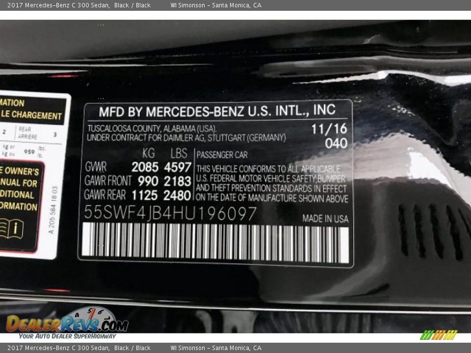 2017 Mercedes-Benz C 300 Sedan Black / Black Photo #19