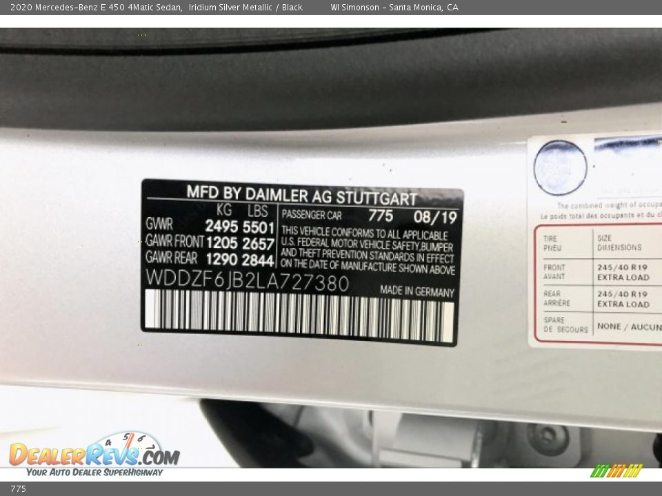 Mercedes-Benz Color Code 775 Iridium Silver Metallic