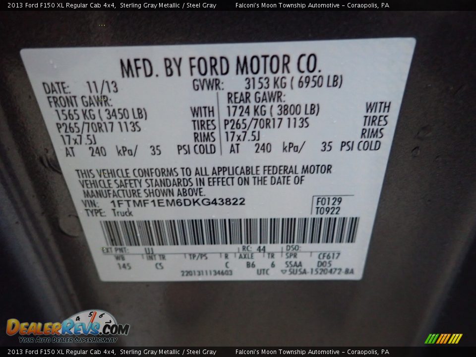 2013 Ford F150 XL Regular Cab 4x4 Sterling Gray Metallic / Steel Gray Photo #19