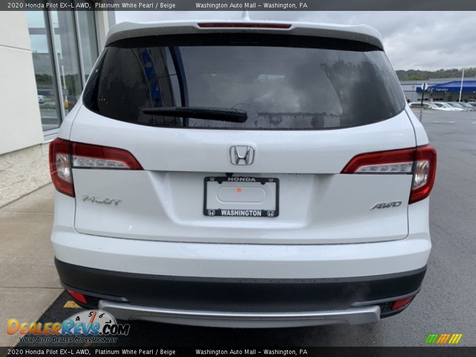 2020 Honda Pilot EX-L AWD Platinum White Pearl / Beige Photo #6