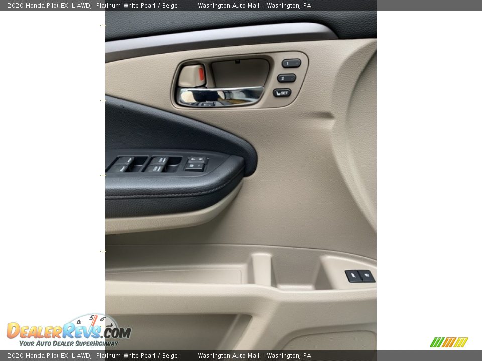 2020 Honda Pilot EX-L AWD Platinum White Pearl / Beige Photo #12