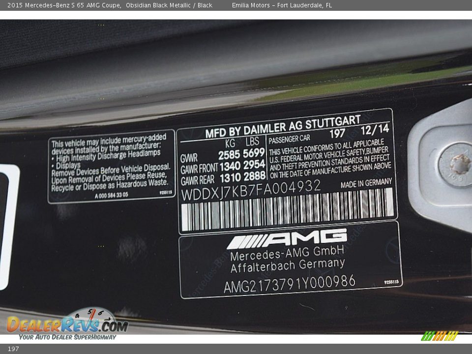 Mercedes-Benz Color Code 197 Obsidian Black Metallic