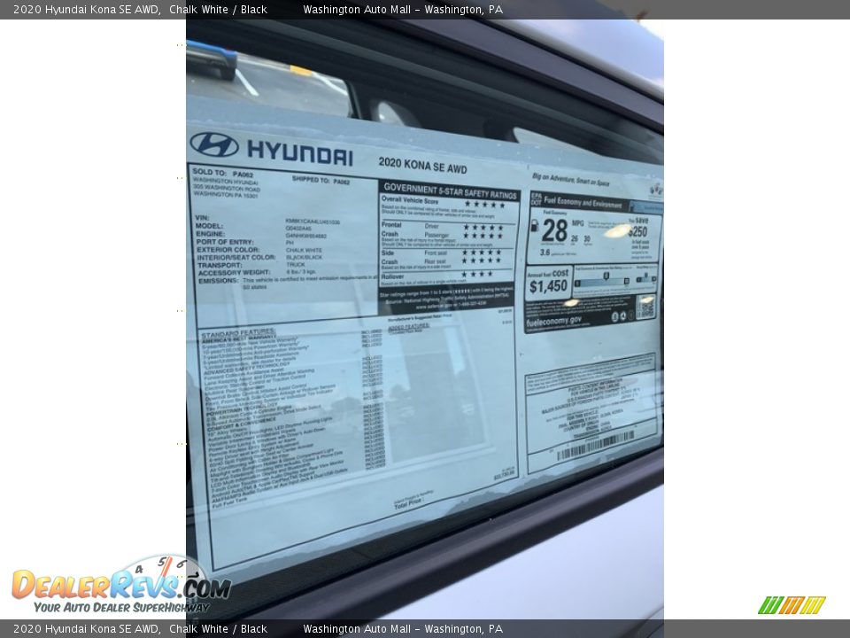 2020 Hyundai Kona SE AWD Chalk White / Black Photo #16