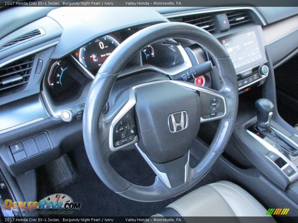 2017 Honda Civic EX-L Sedan Burgundy Night Pearl / Ivory Photo #14