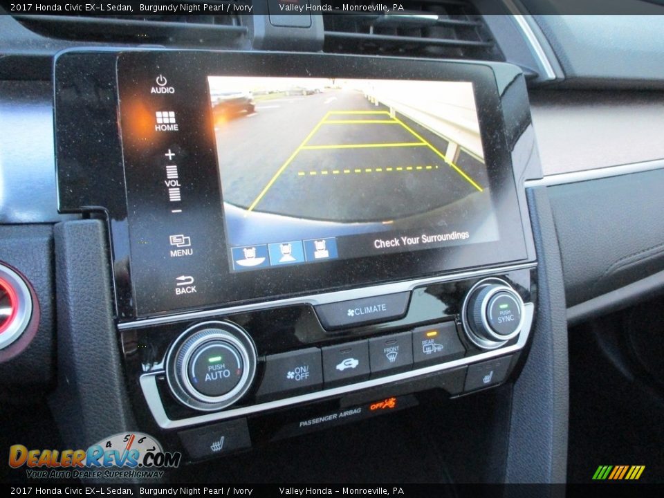 2017 Honda Civic EX-L Sedan Burgundy Night Pearl / Ivory Photo #17