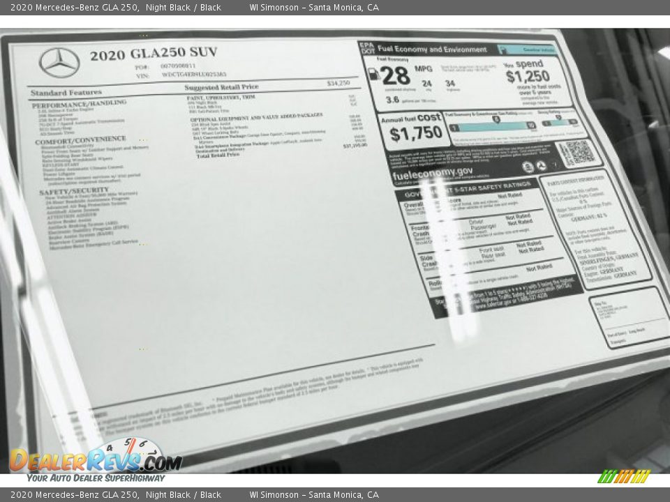 2020 Mercedes-Benz GLA 250 Night Black / Black Photo #10