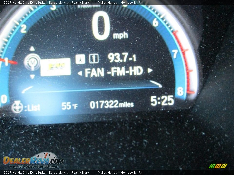 2017 Honda Civic EX-L Sedan Burgundy Night Pearl / Ivory Photo #20