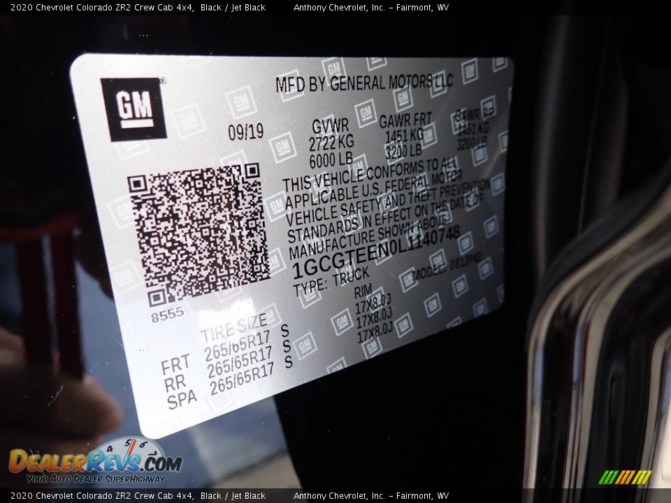 2020 Chevrolet Colorado ZR2 Crew Cab 4x4 Black / Jet Black Photo #14