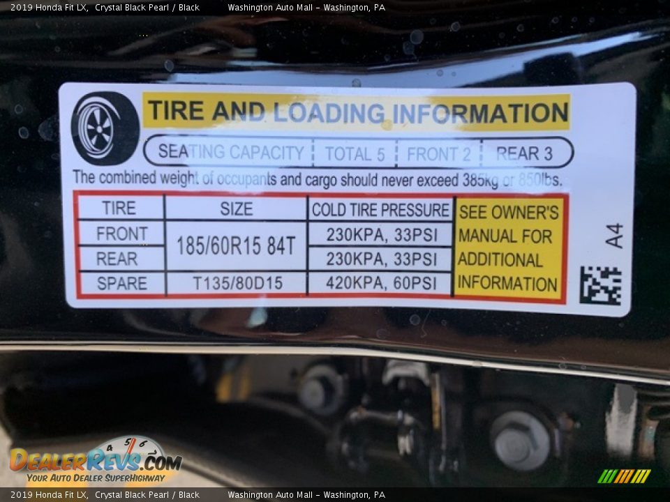 2019 Honda Fit LX Crystal Black Pearl / Black Photo #8