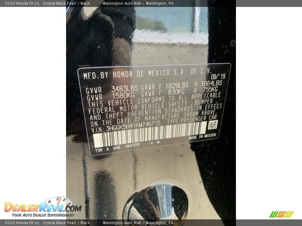 2019 Honda Fit LX Crystal Black Pearl / Black Photo #9