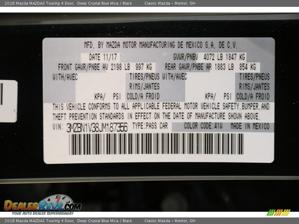 2018 Mazda MAZDA3 Touring 4 Door Deep Crystal Blue Mica / Black Photo #19