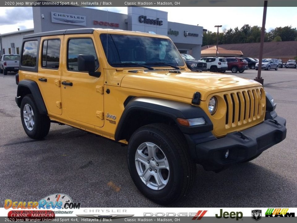 2020 Jeep Wrangler Unlimited Sport 4x4 Hellayella / Black Photo #1