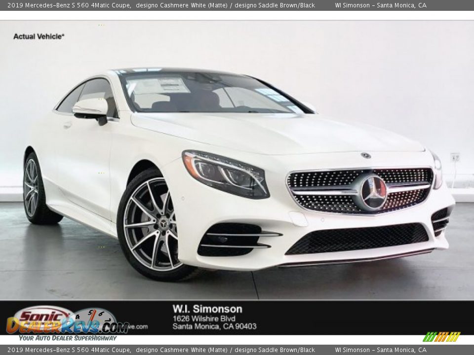 2019 Mercedes-Benz S 560 4Matic Coupe designo Cashmere White (Matte) / designo Saddle Brown/Black Photo #1