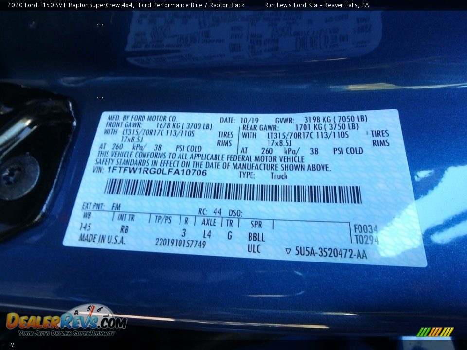 Ford Color Code FM Ford Performance Blue