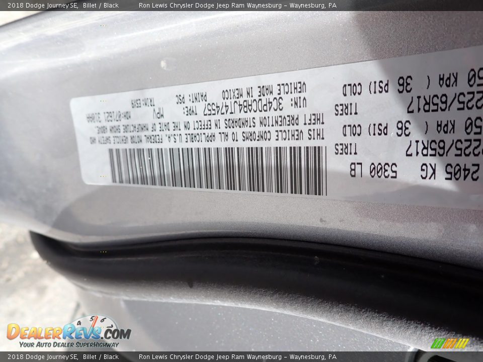 2018 Dodge Journey SE Billet / Black Photo #13