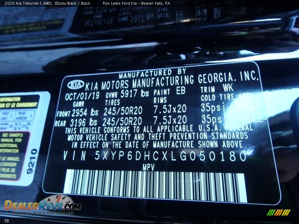 Kia Color Code EB Ebony Black