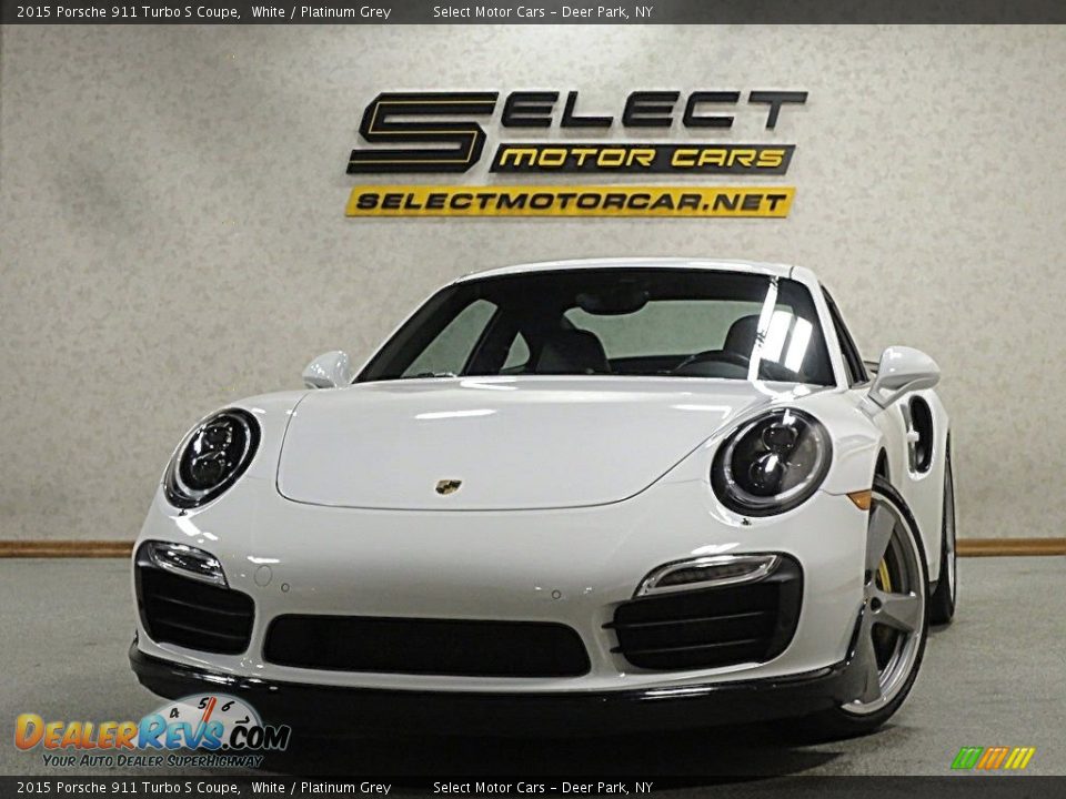 2015 Porsche 911 Turbo S Coupe White / Platinum Grey Photo #1