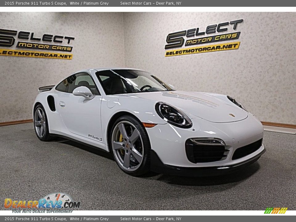 2015 Porsche 911 Turbo S Coupe White / Platinum Grey Photo #3