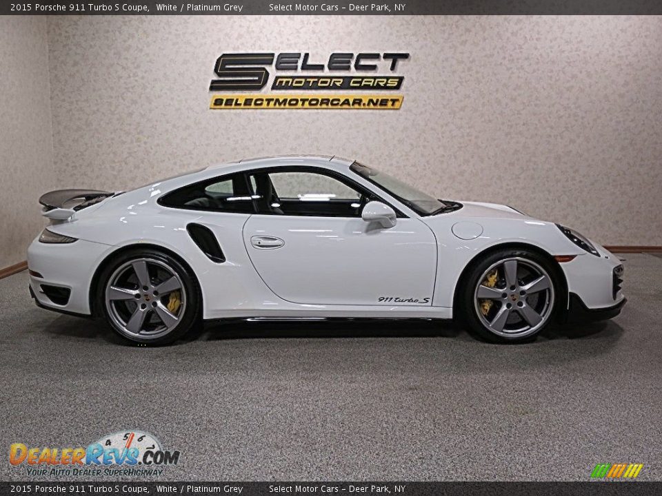 2015 Porsche 911 Turbo S Coupe White / Platinum Grey Photo #4