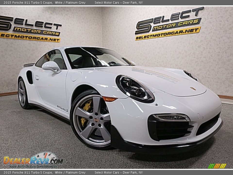 2015 Porsche 911 Turbo S Coupe White / Platinum Grey Photo #11