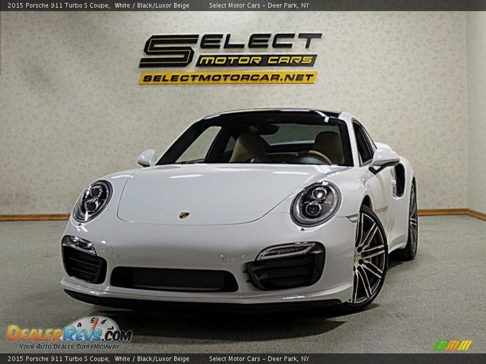 2015 Porsche 911 Turbo S Coupe White / Black/Luxor Beige Photo #1