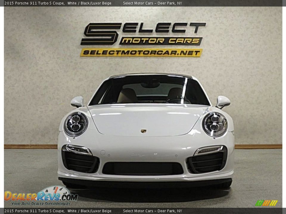 2015 Porsche 911 Turbo S Coupe White / Black/Luxor Beige Photo #2