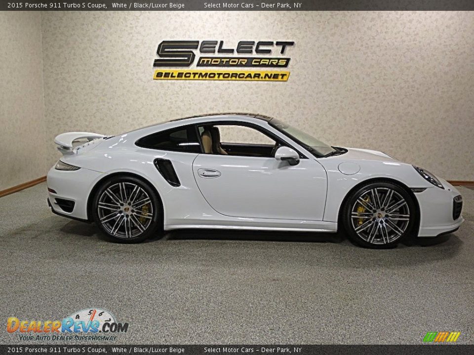 2015 Porsche 911 Turbo S Coupe White / Black/Luxor Beige Photo #4