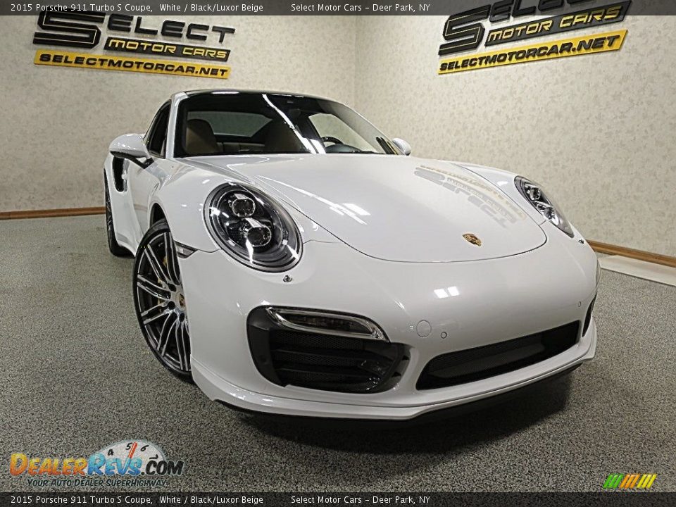 2015 Porsche 911 Turbo S Coupe White / Black/Luxor Beige Photo #10