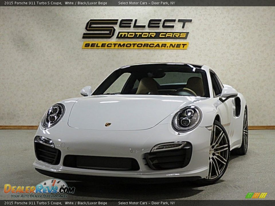 2015 Porsche 911 Turbo S Coupe White / Black/Luxor Beige Photo #12