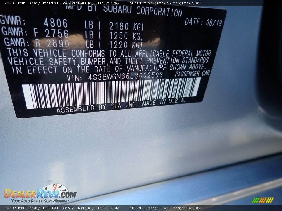 2020 Subaru Legacy Limited XT Ice Silver Metallic / Titanium Gray Photo #16