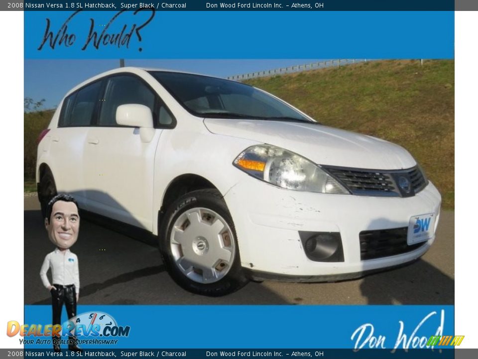 2008 Nissan Versa 1.8 SL Hatchback Super Black / Charcoal Photo #1