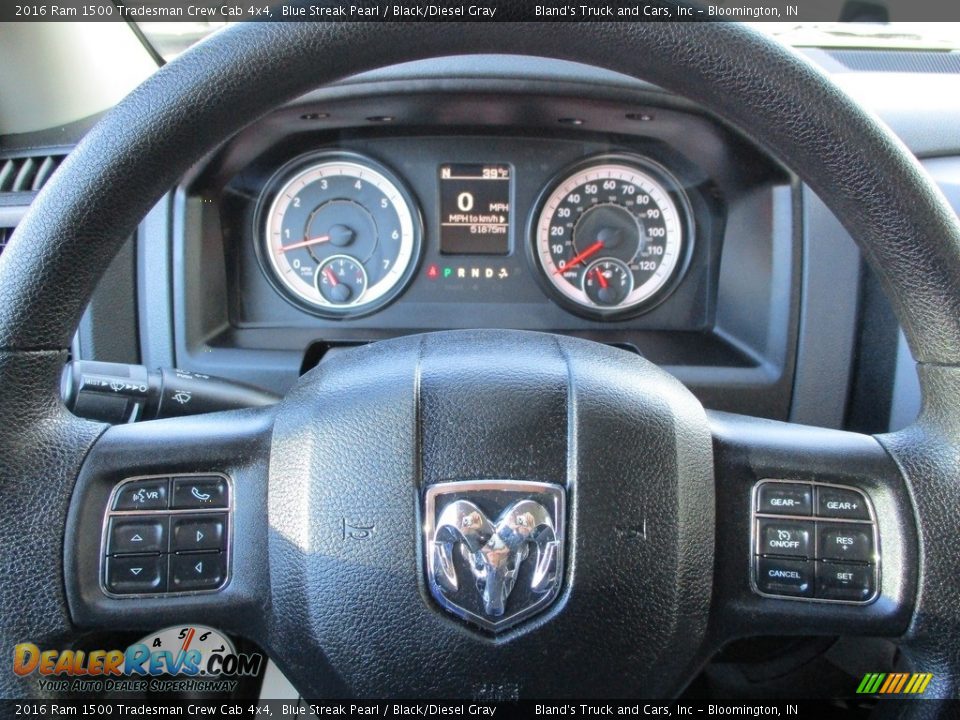 2016 Ram 1500 Tradesman Crew Cab 4x4 Blue Streak Pearl / Black/Diesel Gray Photo #12