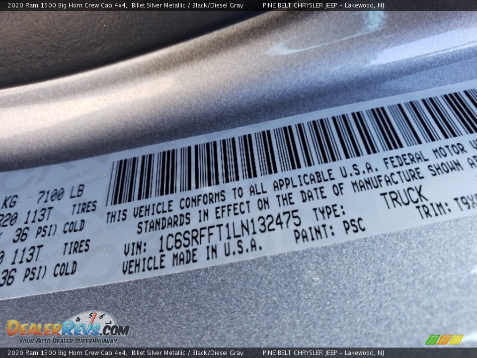 2020 Ram 1500 Big Horn Crew Cab 4x4 Billet Silver Metallic / Black/Diesel Gray Photo #9