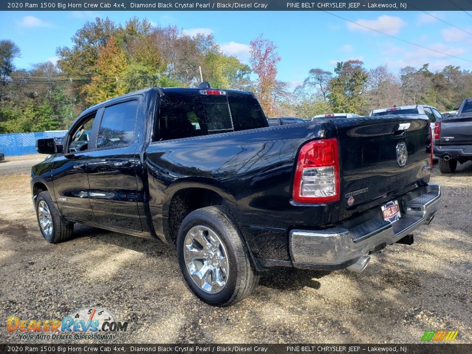 2020 Ram 1500 Big Horn Crew Cab 4x4 Diamond Black Crystal Pearl / Black/Diesel Gray Photo #3
