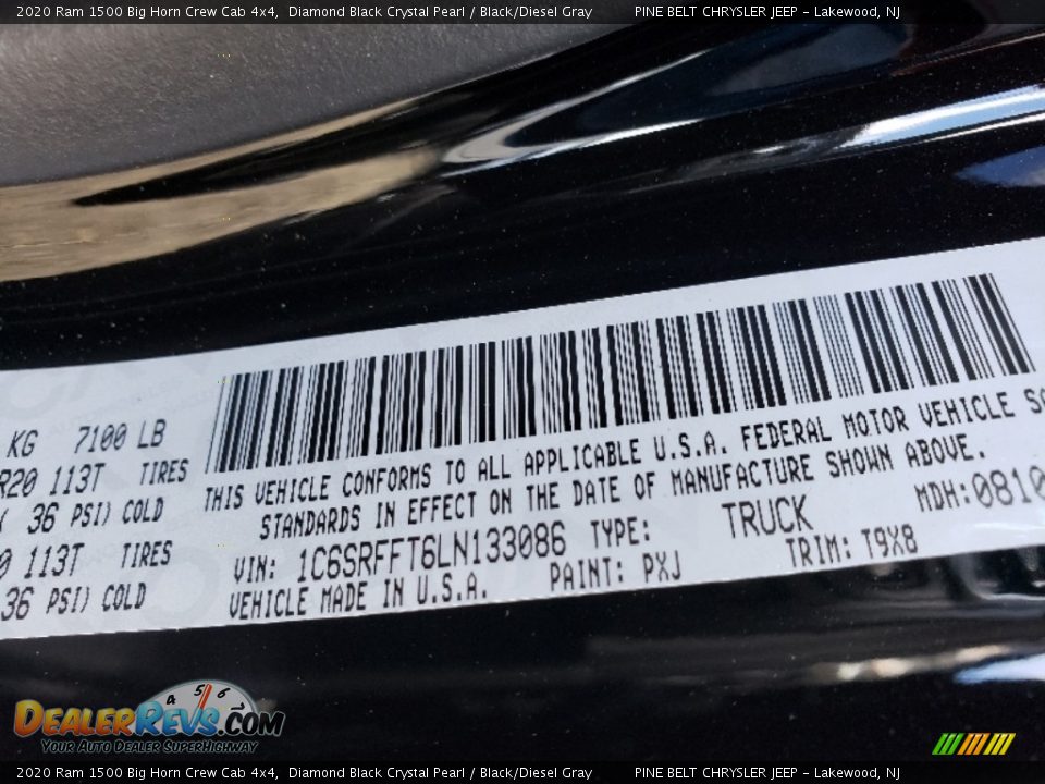 2020 Ram 1500 Big Horn Crew Cab 4x4 Diamond Black Crystal Pearl / Black/Diesel Gray Photo #8