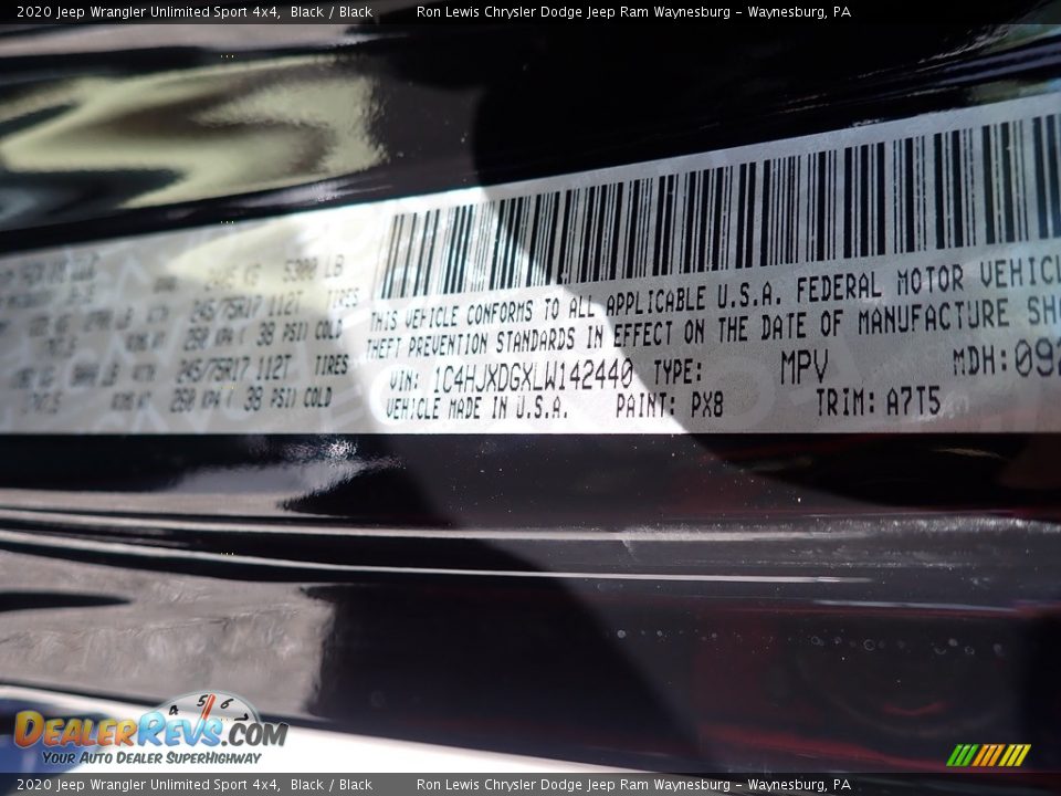 2020 Jeep Wrangler Unlimited Sport 4x4 Black / Black Photo #15