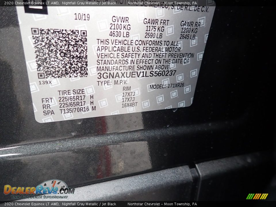 2020 Chevrolet Equinox LT AWD Nightfall Gray Metallic / Jet Black Photo #15