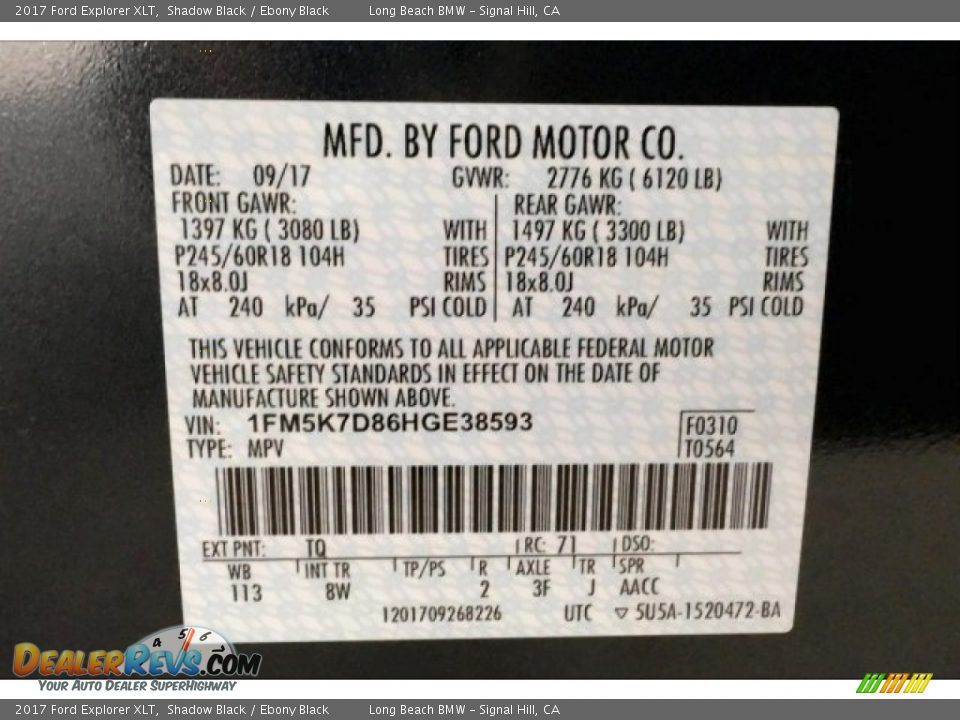2017 Ford Explorer XLT Shadow Black / Ebony Black Photo #19