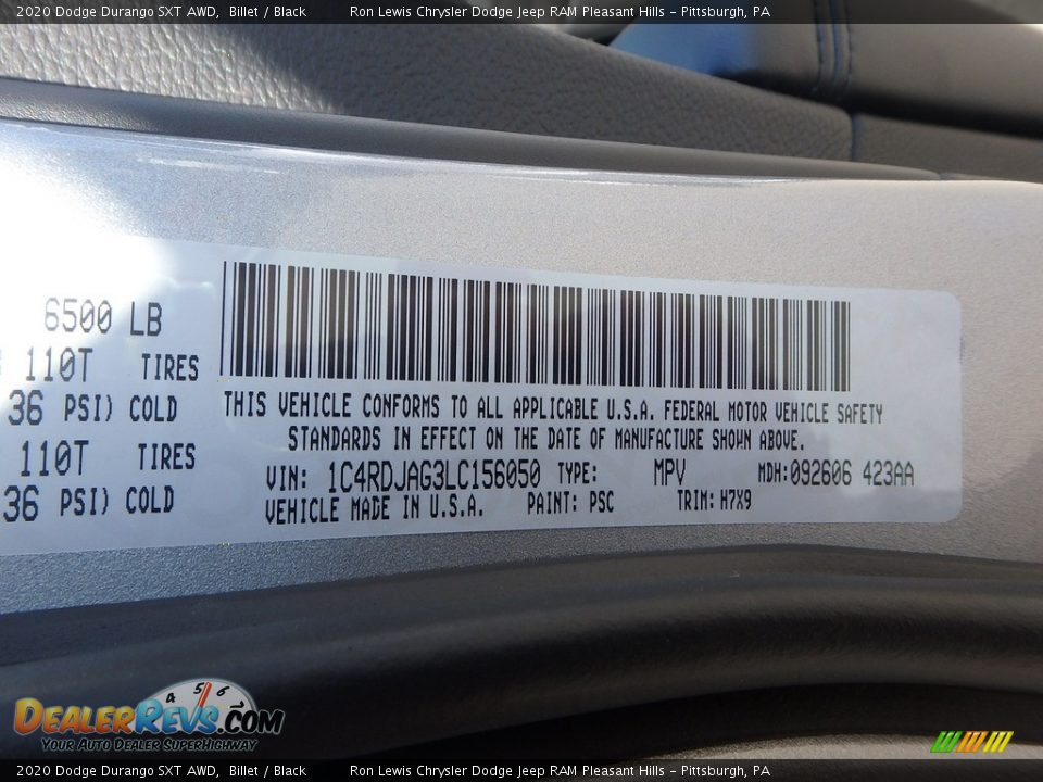 2020 Dodge Durango SXT AWD Billet / Black Photo #15