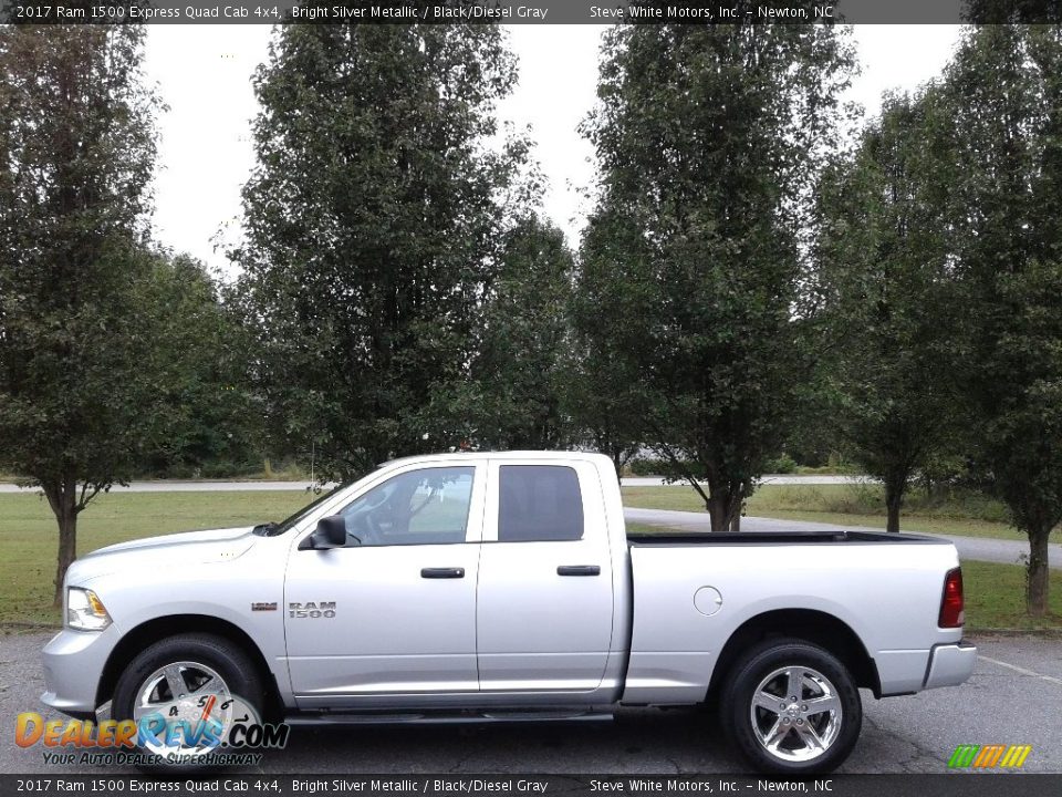 2017 Ram 1500 Express Quad Cab 4x4 Bright Silver Metallic / Black/Diesel Gray Photo #1