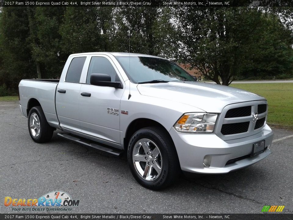 2017 Ram 1500 Express Quad Cab 4x4 Bright Silver Metallic / Black/Diesel Gray Photo #4