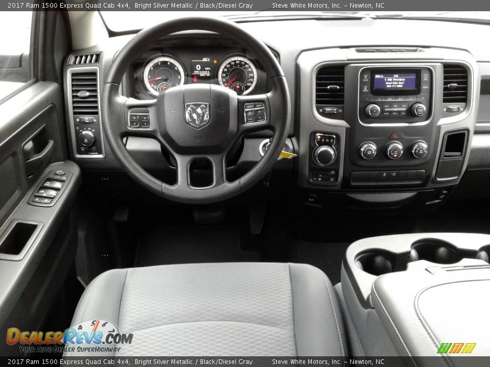 2017 Ram 1500 Express Quad Cab 4x4 Bright Silver Metallic / Black/Diesel Gray Photo #25