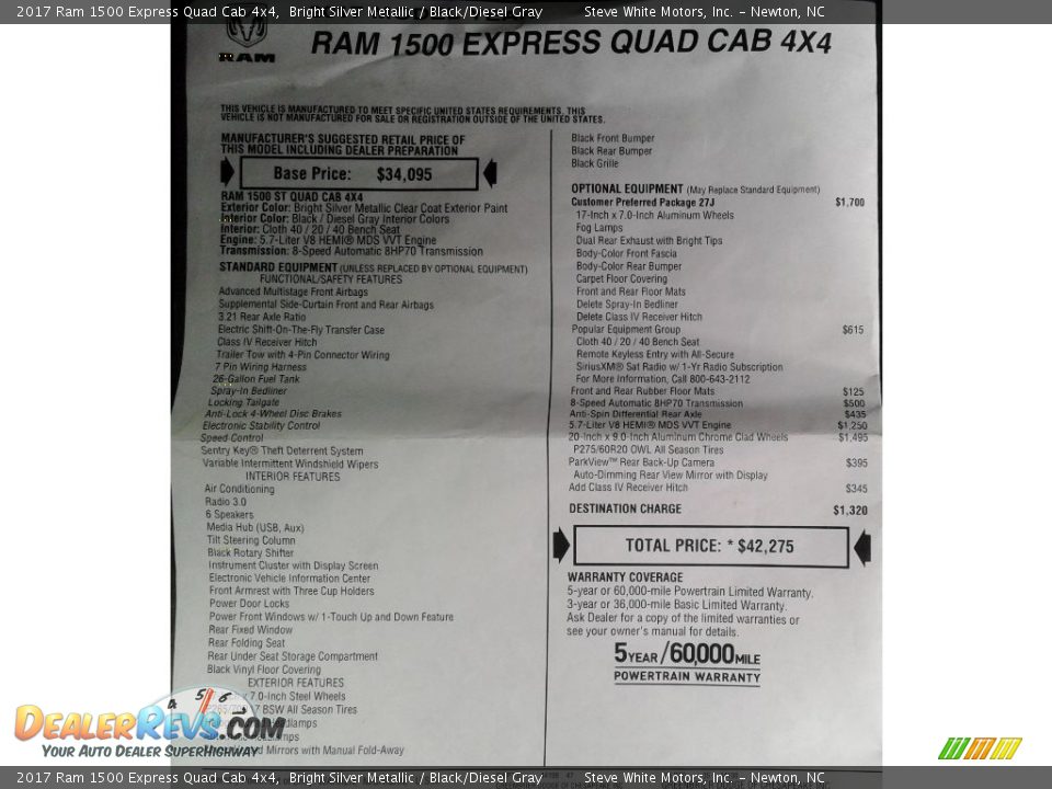 2017 Ram 1500 Express Quad Cab 4x4 Bright Silver Metallic / Black/Diesel Gray Photo #31