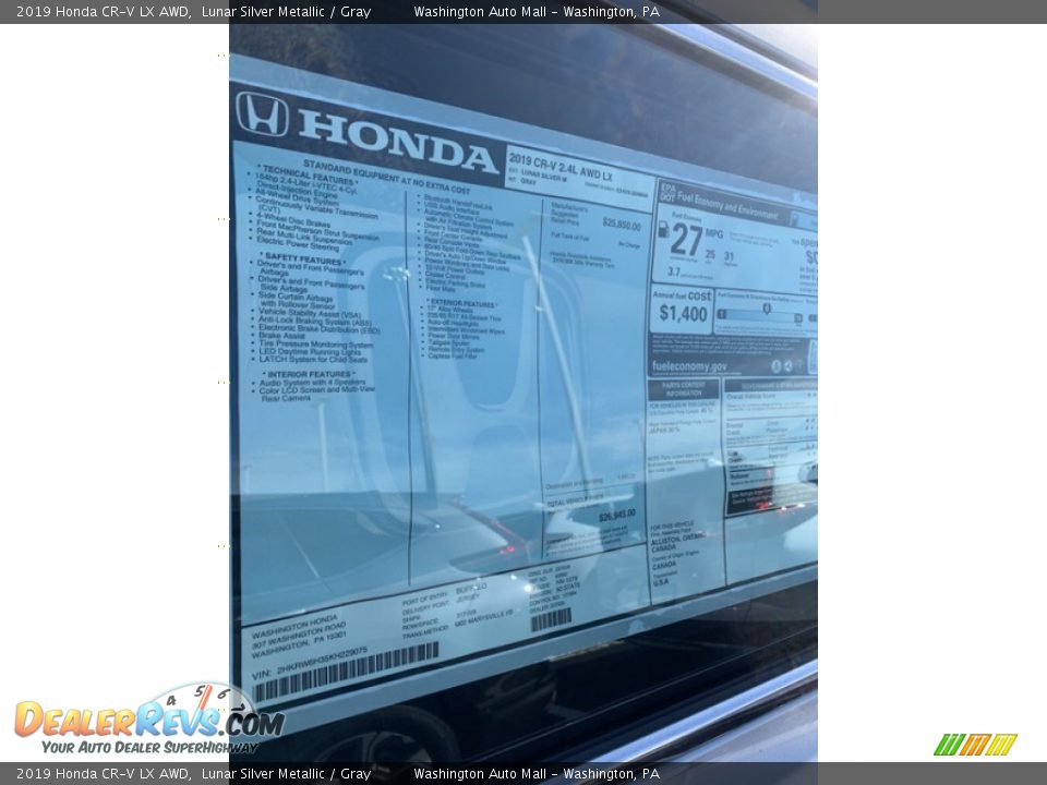 2019 Honda CR-V LX AWD Lunar Silver Metallic / Gray Photo #15