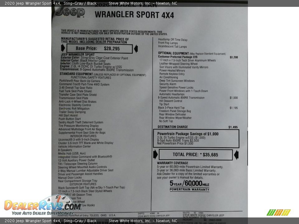 2020 Jeep Wrangler Sport 4x4 Sting-Gray / Black Photo #29